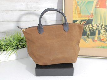 Longchamp  Tote Handbag  Brown With Black Handles  Classic Everyday Satchel