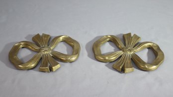 Pair Mid Century Modern  Bow Brass Trivet  9' X  8'