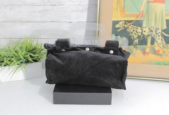 Rosalind Clear Handle Mini Tote Bag  Black Corduroy  Modern Statement Handbag