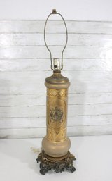 Vintage Hollywood Regency Ornate Table Lamp Gilt Florentine Style Cherub Base 33.5'