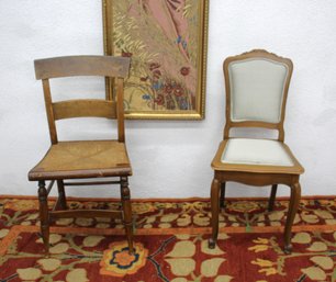 Pair Of Vintage Wooden Chairs - Mixed Styles