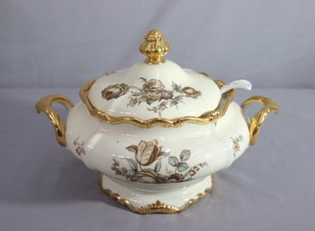 Vintage Rosenthal  Pompadour Tureen Serving Bowl With Lid And Gold Accents