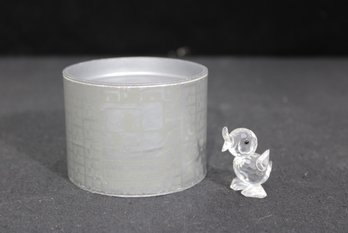 Swarovski Crystal Duck Figurine  Clear Faceted Mini Bird  W/ Original Container