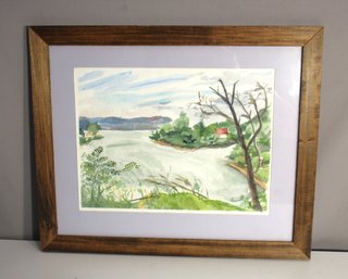 Signed Original Landscape Watercolor Painting - Framed