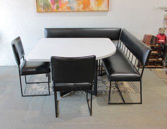 5-Piece Modern Black Breakfast Nook Dining Set  Table, Corner Benches & Chairs