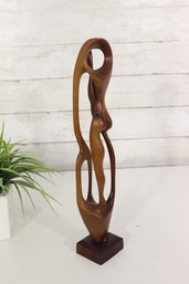 Vintage Hand Carved Abstract Modernist Female Sculpture  13'Tall