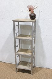 Modern Metal & Glass Shelf Stand 48'H X 17'W X 12'D  Slim Contemporary Display Shelving Unit