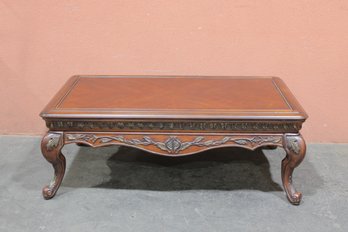 Vintage Carved Wood Coffee Table W/ Claw & Ball Style Legs  52'h  X 30'w  X 19'H