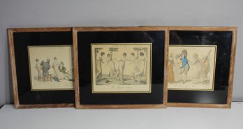Set Of Three Vintage French Genre Prints - 'Le Bon Genre' Collection