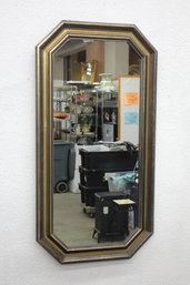 Vintage Octagonal Wall Mirror With Gold And Black Frame - 42' X 21.5'