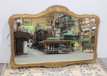 Large Ornate Gold Wall Mirror W/ Carved Crest  58'W X 40.5'H