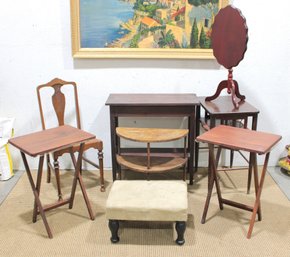 Mixed Vintage Furniture Group Lot  Tables, Chair, Stool