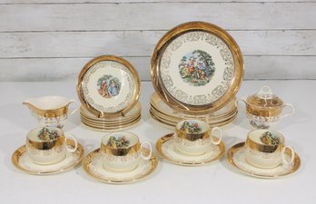 Crest O Gold Partial Porcelain Tea And Dessert Set
