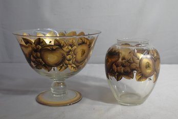 Vintage Charleton Hand Decorated Vase  And Centerpiece