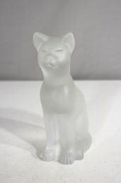 Frosted Glass Cat Figurine  6.5' H