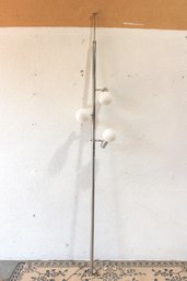 Mid-Century Modern Chrome 3-Light Tension Pole Lamp  95' Atomic Style Floor Lamp W/ Glass Globes