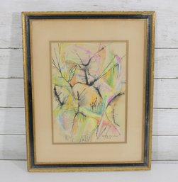 Katra Poswalk Signed Abstract Pastel Drawing 2003 Framed Modern Art 17.5' X 14'