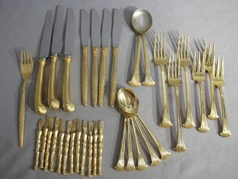 Mix Lot Of Gold Tone Flatware