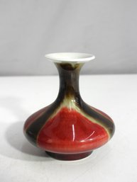 Rare Chinese Porcelain Flamb Glazed Vase  4.5 H  Marked Base