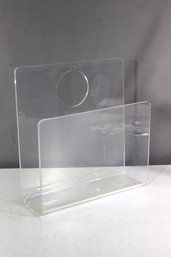 Vintage Modernist Lucite Acrylic Magazine Rack  Minimalist Design