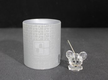 Swarovski Crystal Mouse Figurine  Clear Faceted W/ Whiskers  W/ Original Container