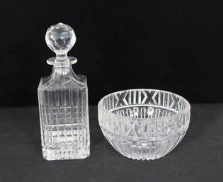 Tiffany & Co. Crystal Decanter & Tiffany Crystal Bowl Lot  2 Pc Set