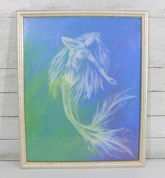 Vintage Fantasy Mermaid Art Print Ethereal Figure Framed Wall Art 21.5' X 17.5'