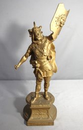 Antique Gilded Spelter Warrior Statue