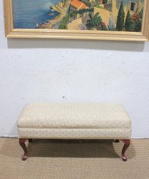 Traditional Upholstered Bench W/ Mahogany Cabriole Legs  39'W X 19'H
