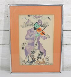 Marc Chagall Green Violinist Lithograph  Framed Color Print  16' X 12'