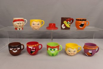 9 Assorted 1970's Plastic Character Cups