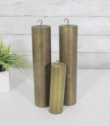 Set Of 3 Brass Clock Weights 2 Tall 10' & 1 Small 6' Grandfather Wall Clock Parts