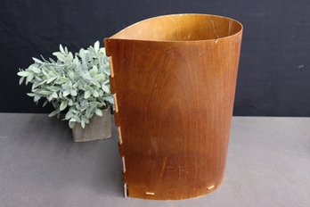 Bent Mahogany Plywood Curvilinear Taper Tab Waste Basket  Some Losses