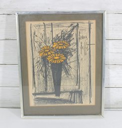 Bernard Buffet Flowers Lithograph  Signed In Plate  Framed Still Life (14' X 11')