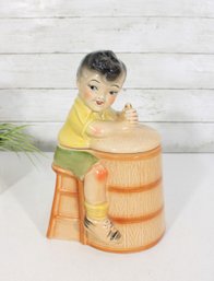 Vintage 1940s Regal China Churn Boy Cookie Jar 12' Figural Biscuit Jar