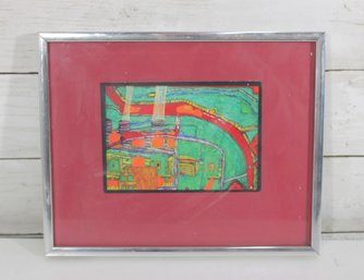 Colorful Abstract Print  Modern Graphic Composition  Framed (8' X 10')
