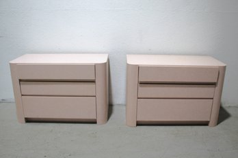 Pair Of Modern Pink  Two-Drawer Nightstands