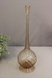 Amber Murano  Style Long Neck  Vase -hand Blown
