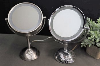 Two Conair Round Light Up Vanity Mirror - Spectrum Knob For Home, Evening, Office, Day