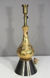 Vintage 27' Hand-Painted Gilded Table Lamp  Mid-Century Bohemian Design