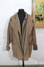 Vintage Oversized Taupe & Olive Layered Trench Coat  Size Large