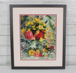 Signed Floral Print Framed Wall Art 20' X 17'