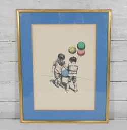 Richard Smith Signed Limited Edition Print 50/150 Children With Balloons 18.5' X 14.5'