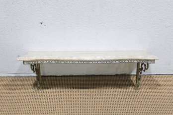 Decorative Marble Top Wall Shelf W/ Ornate Metal Brackets  36'W X 12'D X 12'H