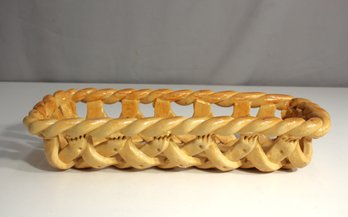 '15'x 6' Vintage Handcrafted Lattice Ceramic Bread Basket - Rustic Charm'