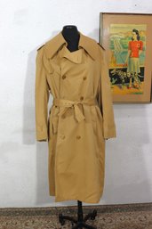 Vintage Harbor Master Mens Trench Coat  Size 40 Tan Double Breasted Belted Overcoat