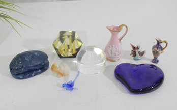 Vintage Art Glass & Decorative Figurine Group Lot  Miniatures Pitchers Bird Swan