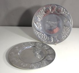 '13.5-Inch Decorative Metal Serving Plates - Engraved And Embossed Designs'