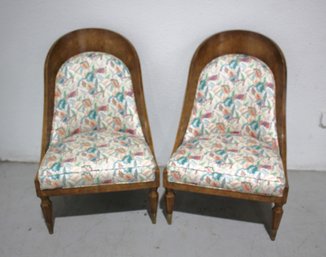 Pair Of Vintage Accent Chairs With Floral Upholstery