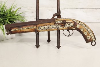 Antique Middle Eastern Ottoman-Style Flintlock Pistol With Bone Inlay – 16'